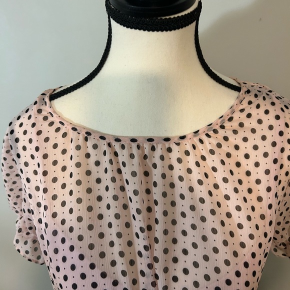 PRETTY IN PINK Sheer Polka Dot Midi Women's Sheath Dress 8P - Picture 6 of 11